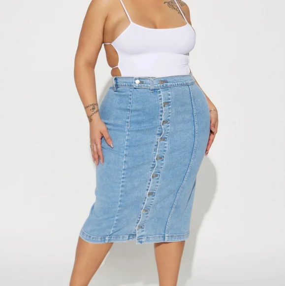 Fashion Nova Midi Denim Skirt Pleated Denim Mini Skirt Jean Skirt